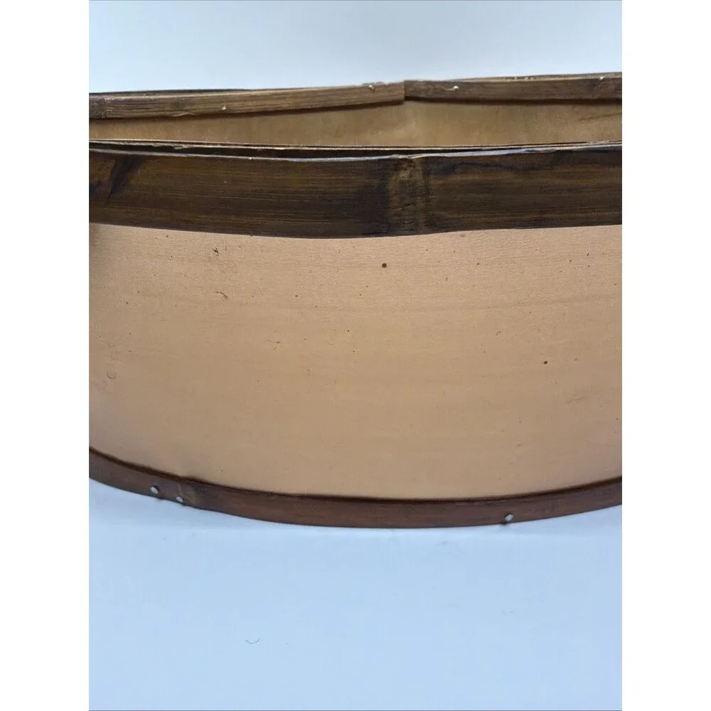 Oval Copper Sided Wood Harvest Plant Basket With End Loop Handles